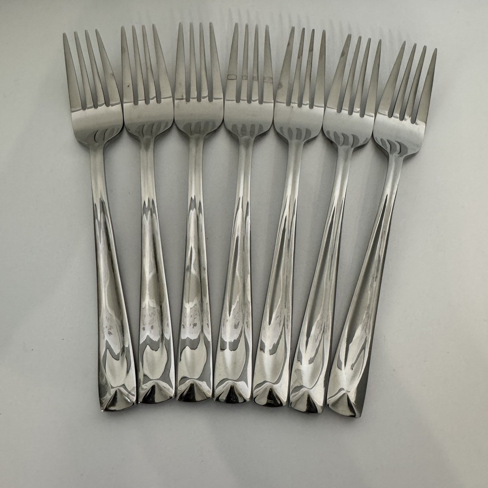 Oneida LINCOLN Glossy Stainless Flatware Set of 7 Salad Forks